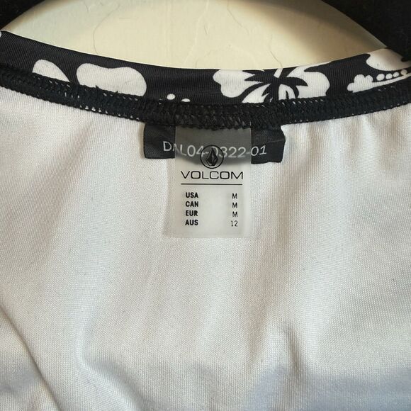 Volcom Medium Coco Hibiscus One Piece Zip Rash Guard Swim Suit Floral Cheeky - Picture 6 of 11